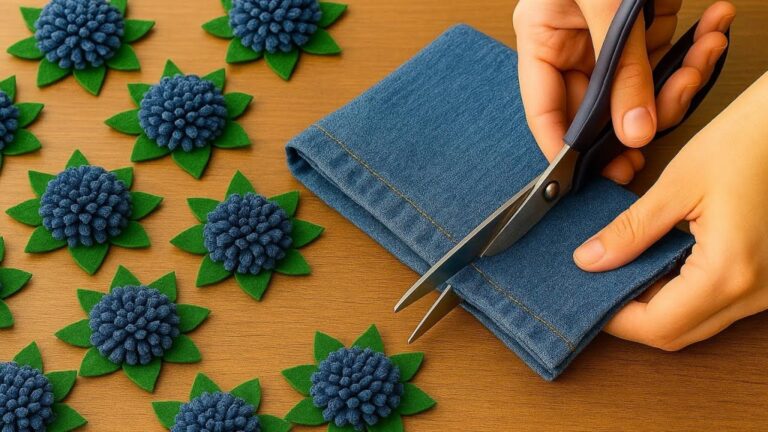 Diese geniale Idee verwandelt alte Jeans in wunderschöne Blumen für dein Zuhause…